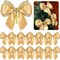 Christmas Tree Bows Glitter Decorative Bow Handmade Cute Tree Bow Christmas DIY Bows Mini Holiday Bowknot for Christmas Home Package Party Decors Supplies, 4.72 Inch (Gold, 12)
